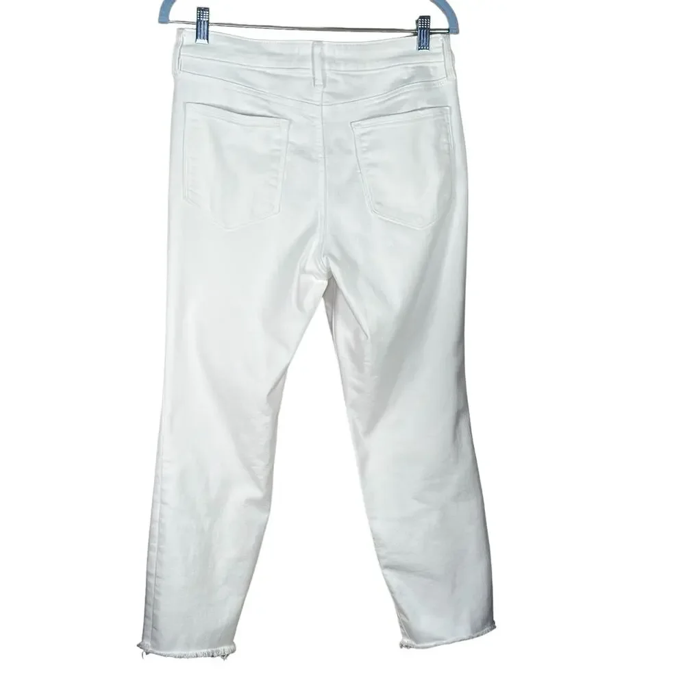 Athleta Sculptek Women’s White High-Rise Cropped Raw Hem Stretchy Jeans Size 8